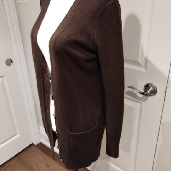 Long Brown Buttoned Cardigan by Joseph A MEDIUM V-Neck NEW!! - Picture 3 of 7